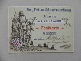 Karte Signau BE Schiessen Schützenfest 1898 Bahn Zug Tell