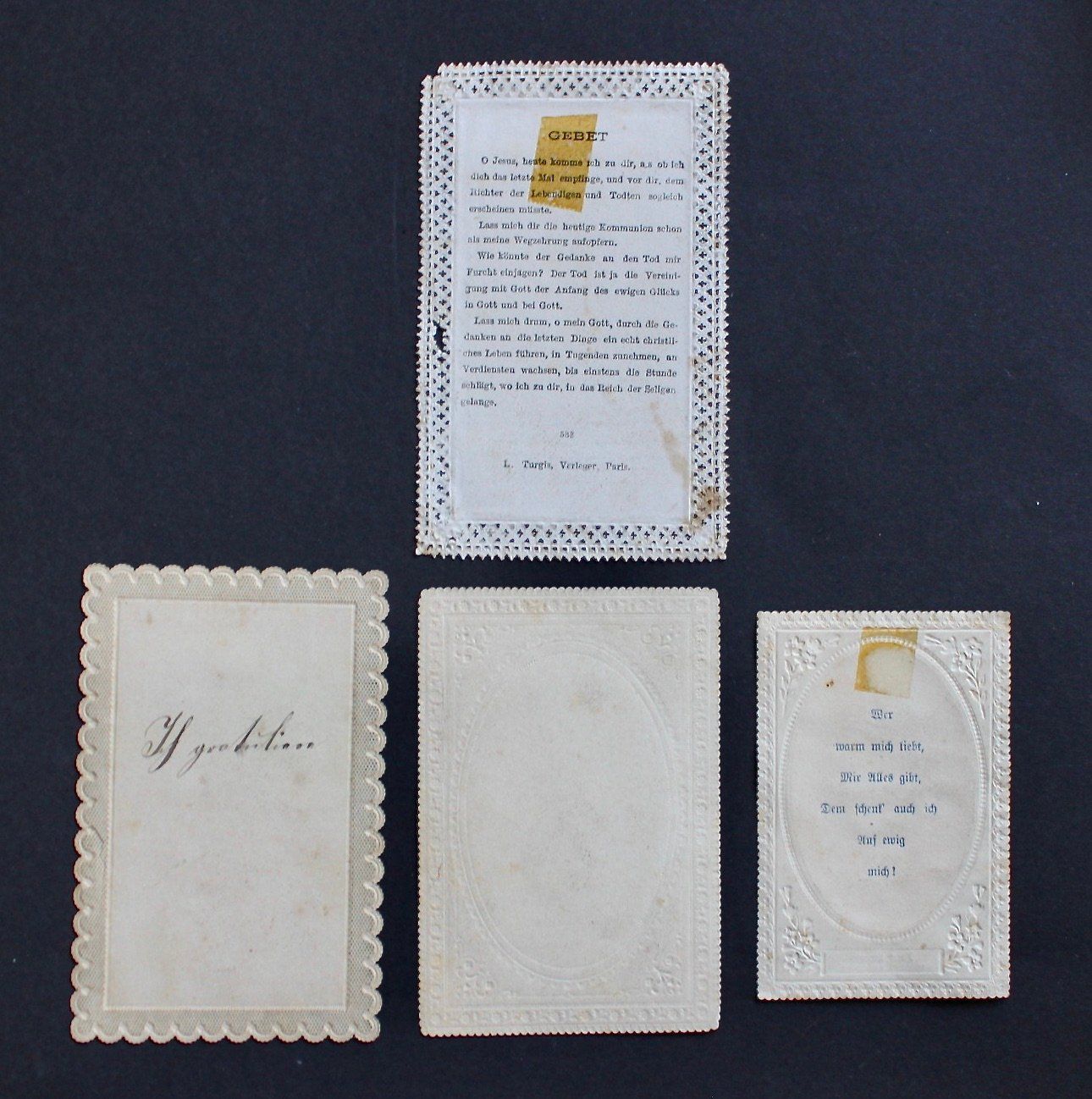 Incisioni: 4 ANDACHTSBILDER, SPITZENBILDER, UM 1900. – Usato da Grandcour venduto da Flowerstyle 1