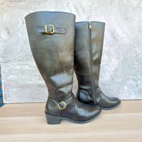 Bottes Hautes Style Cavalier Noir – Boucles Dorées