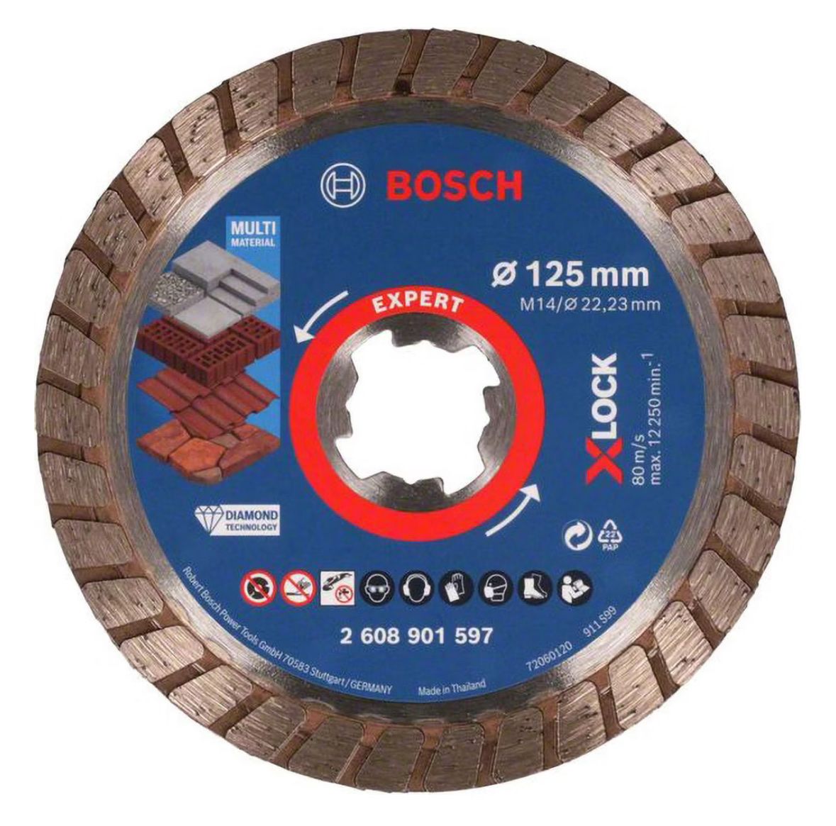 Bosch Tutti gli attrezzi: Bosch EXPERT MULTIMATERIAL X-LOCK DIAMANTTRENNSCHEIBE – Nuovo e nell'imballaggio originale da Flumenthal venduto da Tboni