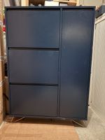 Meuble à chaussures bleu avec rangement, bon état