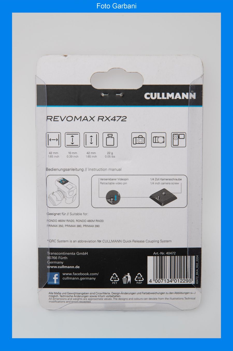 Cavalletti: Cullmann REVOMAX RX472 – Nuovo e nell'imballaggio originale da Muralto venduto da FotoGarbani 1