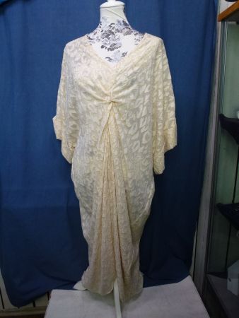KLEID TUNIKA CREME GOLD GR M FLIESENDER STOFF KAFTAN