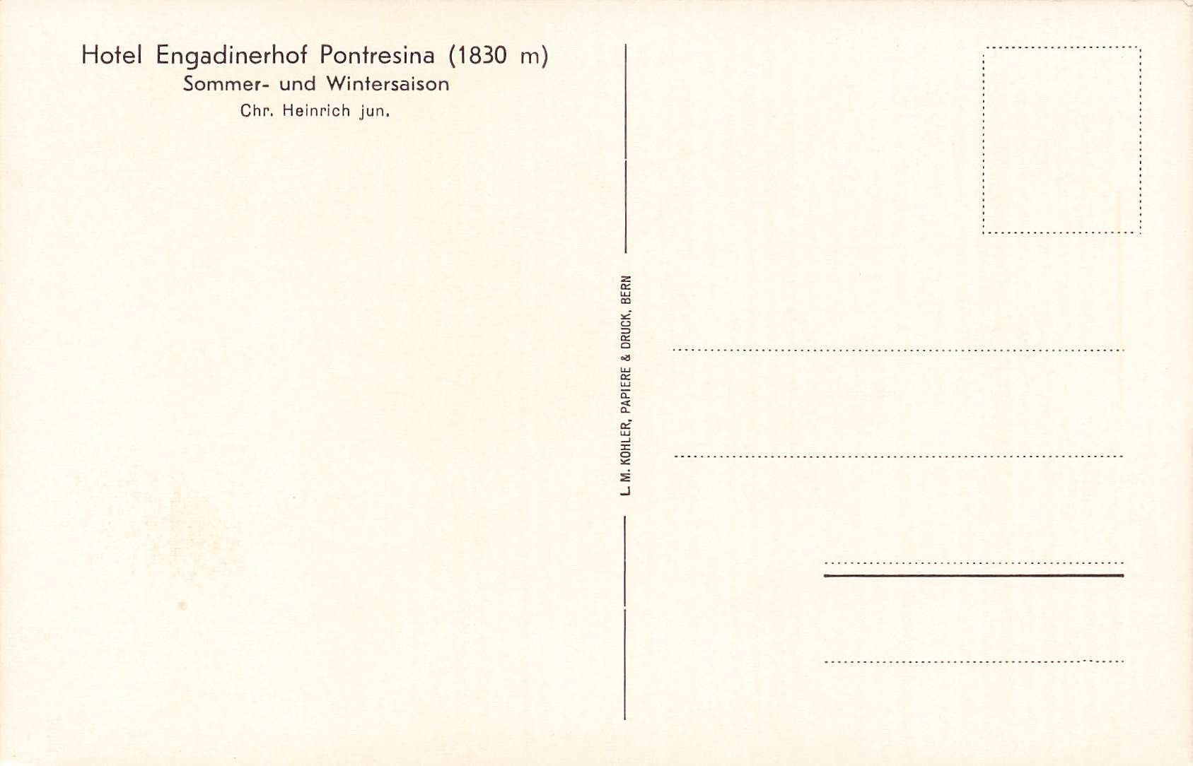 Cartoline postali: Hotel Engadinerhof Pontresina – Usato da Biasca venduto da Blenio71 1