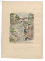 Radierung Ansicht Bild Japan Asiatika Grafik signiert