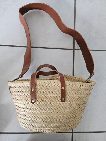 Korbtasche klein mit Lederdetails