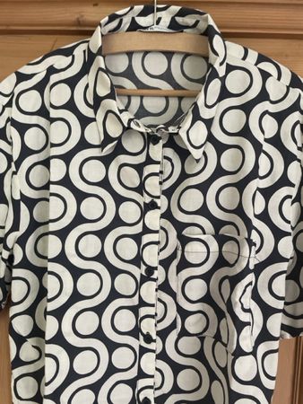 Zara Hemd XL/42 Sommer-Shirt Retro Muster Kurzarm Print Chf