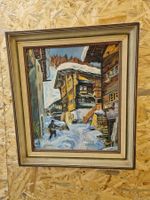 Gemälde, J. Kümin, Winterlandschaft, gerahmt, vintage 🖼️...