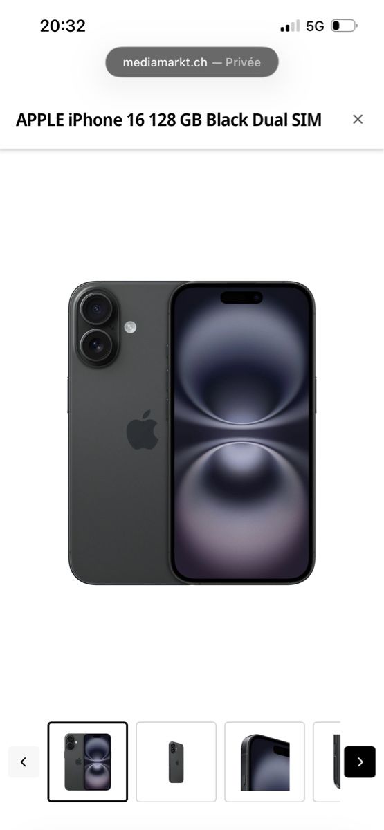 Apple Telefoni cellulari / Smartphones: iPhone 16 128 GB Noir Dual SIM (scellé) – Nuovo e nell'imballaggio originale da Genève venduto da ell_zc8m