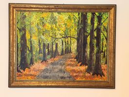 Peinture huile sur toile – forêt d'automne – 71x91cm