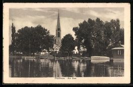 AK Pfäffikon /ZH, Am See mit Kirche