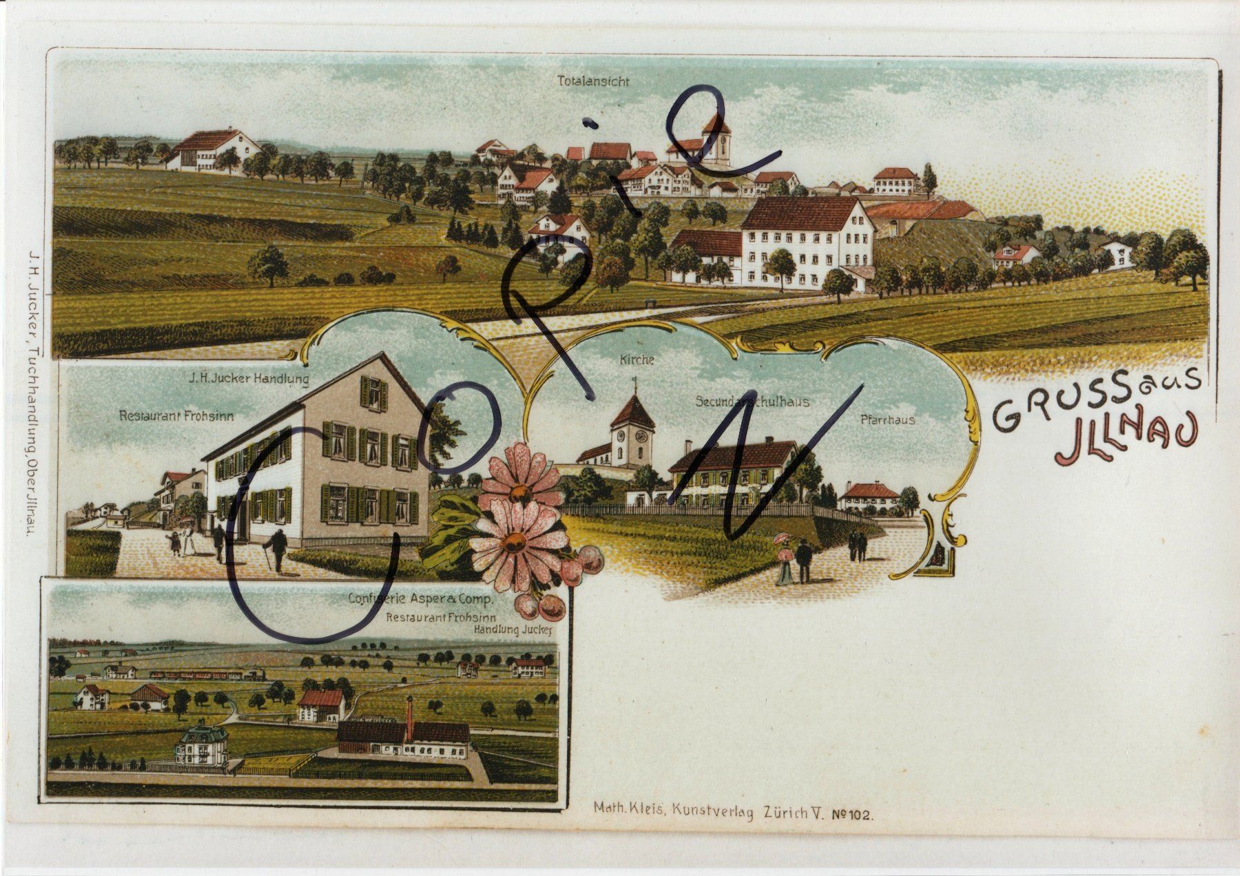 Cartoline postali: Gruss aus Illnau - Litho – Usato da Fällanden venduto da Blausegelfliege