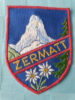 Vintage Badge Wappen ZERMATT Edelweiss ST. GALLER STICKEREI