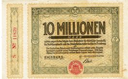 Duisburg 10 Mil.Mark Reihe S Stempel rot 20.08.1923 VZ-VZ+