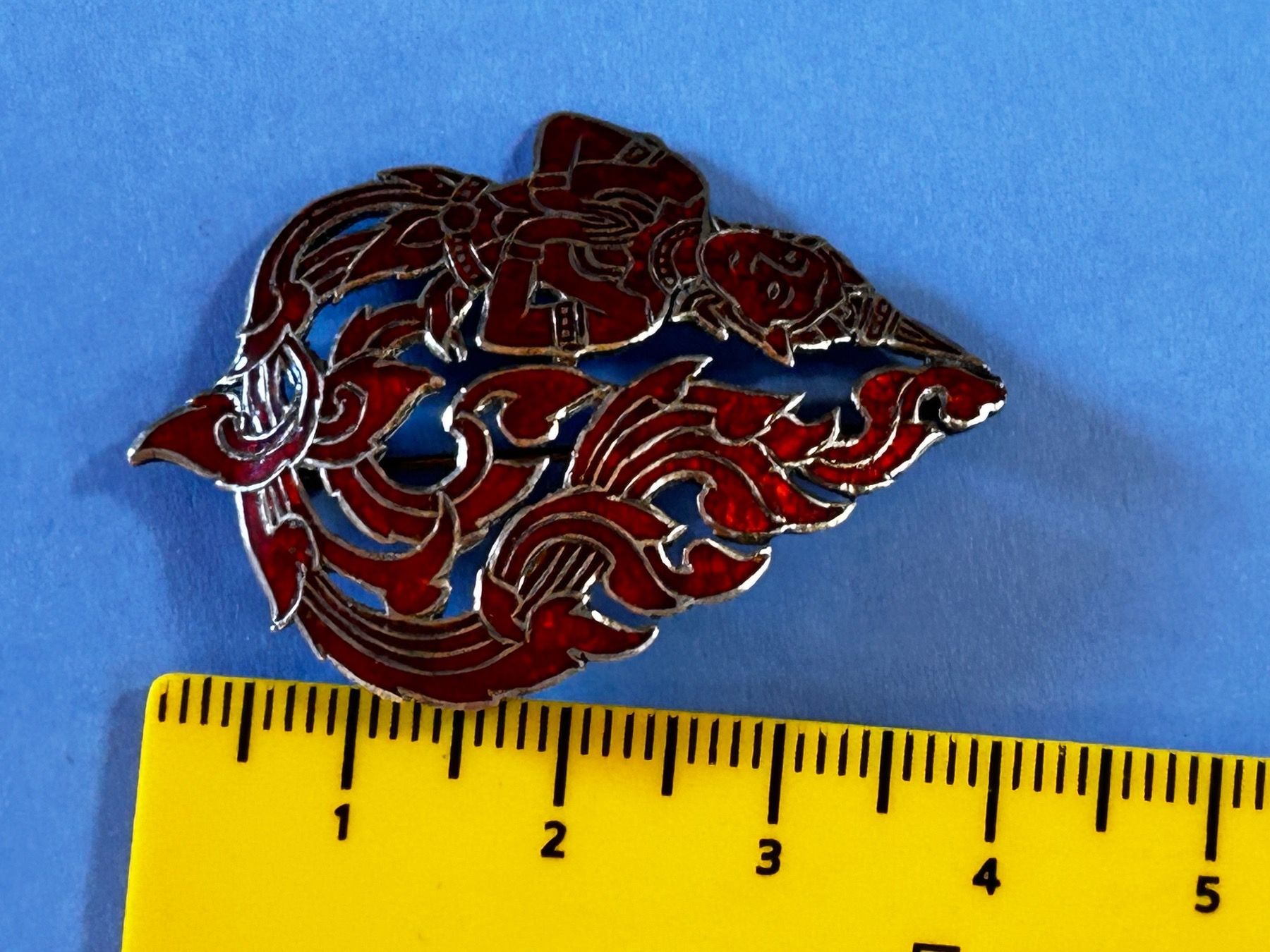 Broschen & Nadeln: Silberbrosche rot emailliert Indonesien (4cm) – Gebraucht aus Dittingen von Bellevista 5