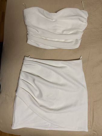 Ensemble Zara blanc haut bustier et jupe taille S