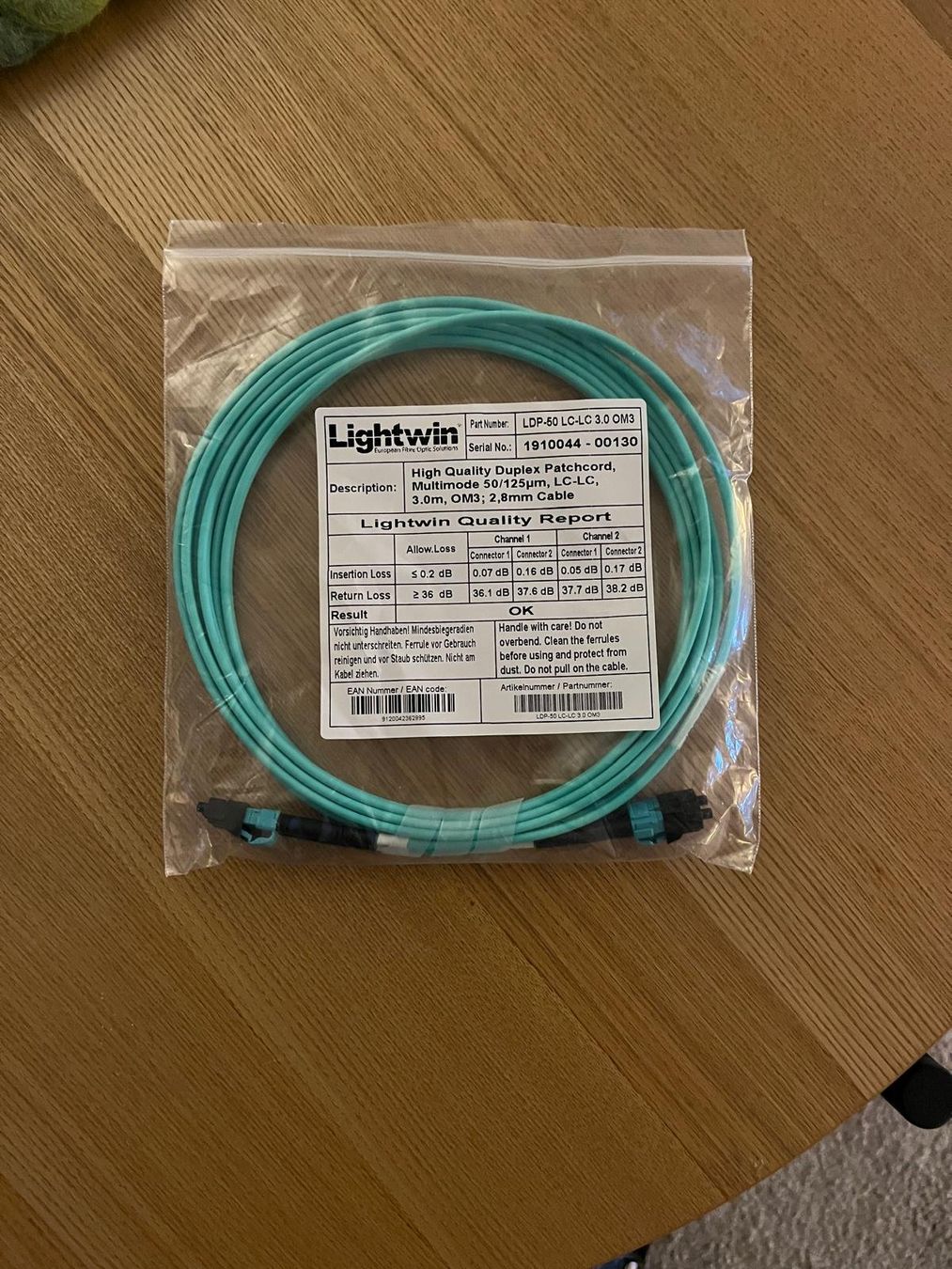 Kabel: Lightwin LWL-Patchkabel Multimode LC – LC, OM3, Duplex, 3 m – Neu und originalverpackt aus Egnach von planus