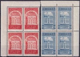1924, Nr.167+168 Viererblöcke postfrisch ** mit Eck-Tabs.