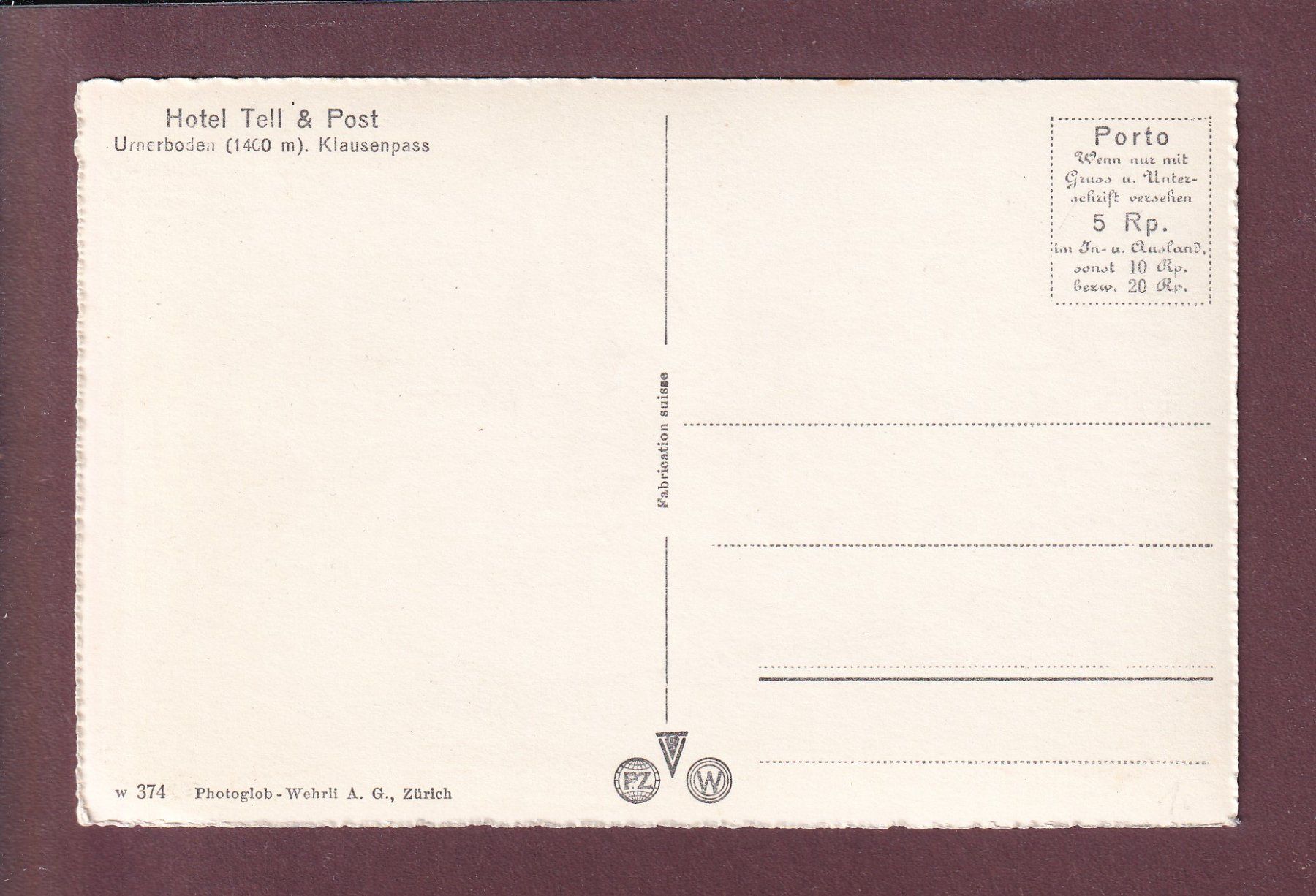 Cartes postales: KLAUSEN-PASSHÖHE – D'occasion à Pully par nicecards 1