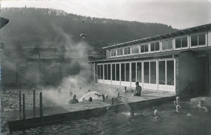 Cartoline postali: Zurzach - Schwimmbad belebt + c1955 – Usato da Emmenbrücke venduto da teestube
