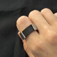 BREIL Massive Silberne Edelstahl Leder Ring