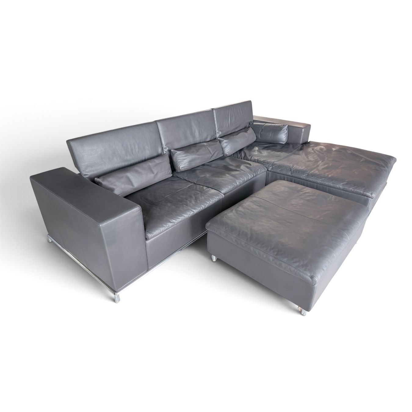 De Sede Divani: de Sede DS-7 Ecksofa mit Hocker in grauem Leder – Usato da Au ZH venduto da Matys74 4