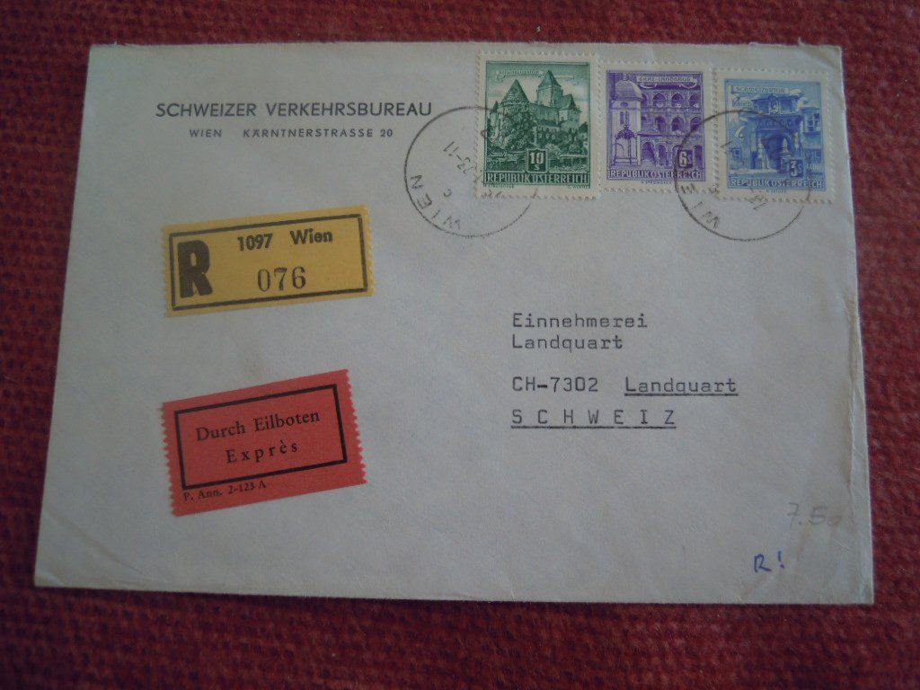 Couverts & Versandtaschen: Gelaufene Briefcouvert mit Marken + Stempel – Gebraucht aus Landquart von hennachebia 3