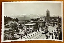 Lausanne - Tram sur le Grand-Pont -Tour Bel-Air -Animée 1936