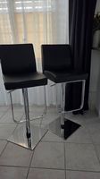 2x Barhocker schwarz Kunstleder / Chrom (höhenverstellbar)