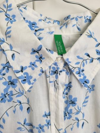Benetton Bluse, Gr. S - Blumenmuster, Baumwolle