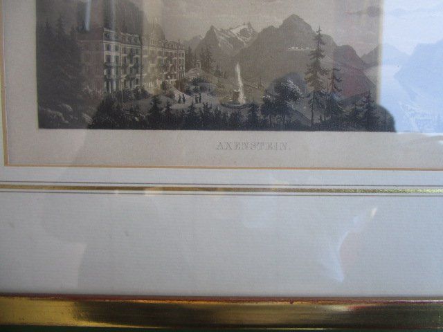 Incisioni: Axenstein - Aquatinta um 1860 - über Eck veroldeter Rahmen – Usato da Luzern venduto da Horoskop1 3