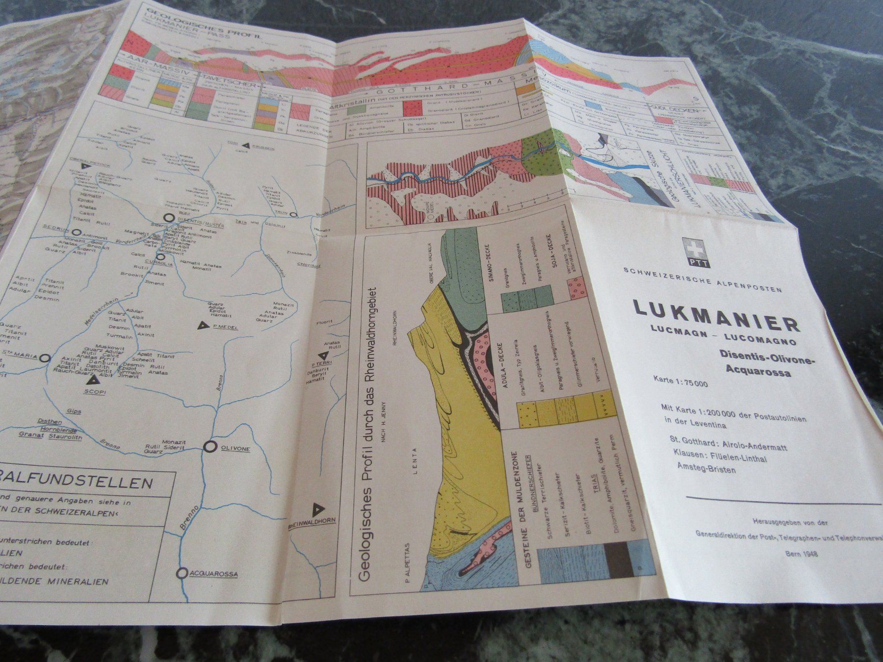 Landkarten & Atlanten: Schweizer Alpenposten Lukmanier - 1948 – Defekt aus Herzogenbuchsee von Winigo 4