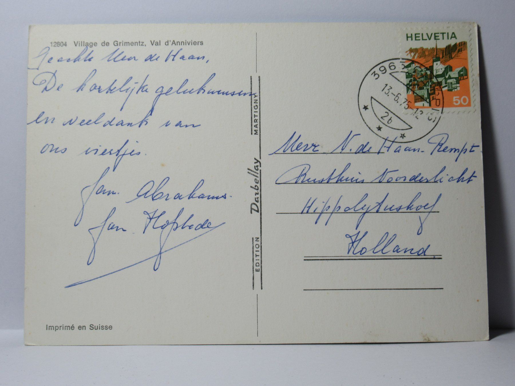 Cartoline postali: Village de Gimentz  1975 – Usato da Grenchen venduto da Bluemchen1900 1