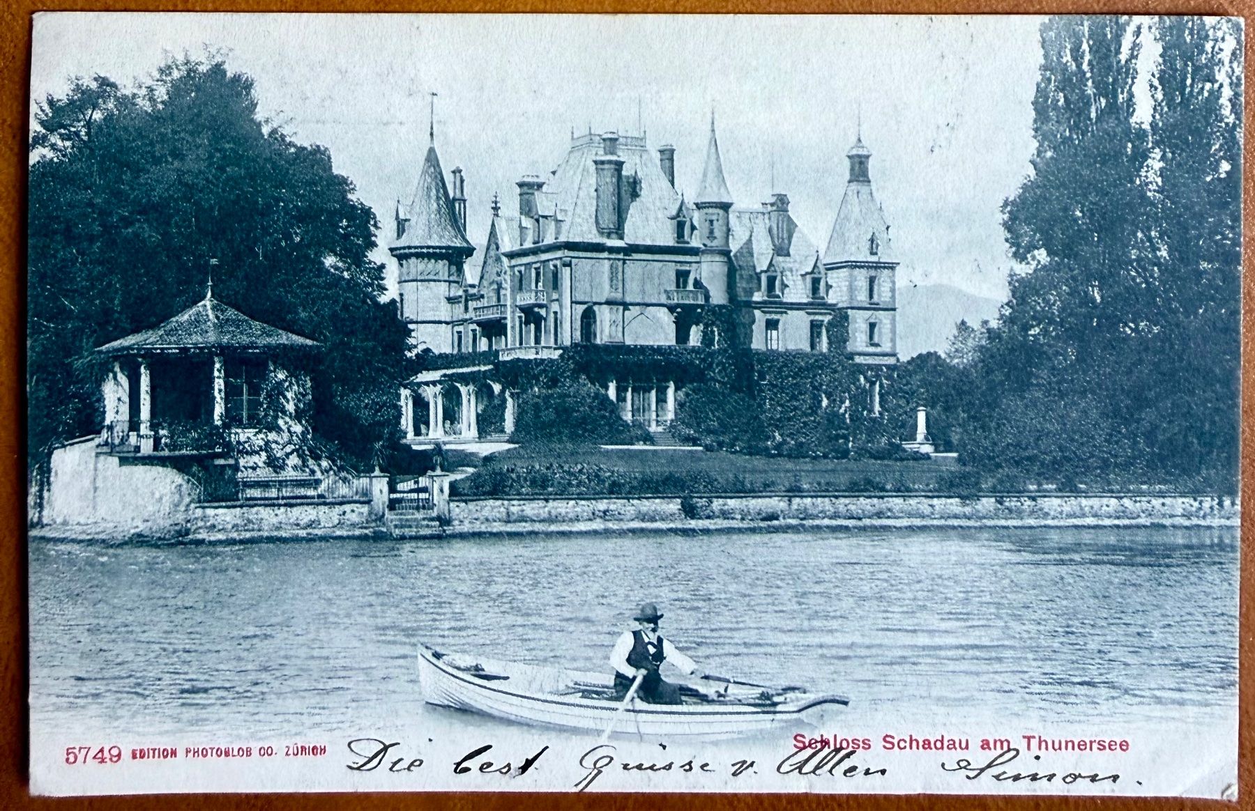 Cartoline postali: THUN - Schloss Schadau am Thunersee 1906 – Usato da Lutry venduto da Ediego