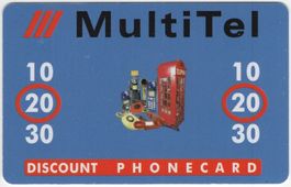 20 CHF MultiTel - seltene Prepaid Telefonkarte