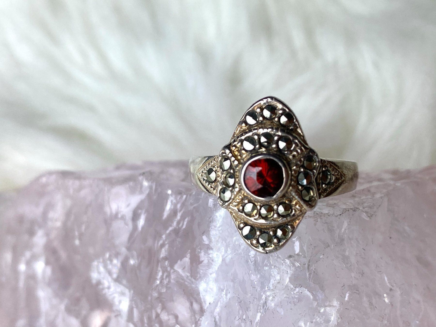 Anelli: Ring Silber 925 mit rotem Stein – Usato da Istighofen venduto da Ringparadies