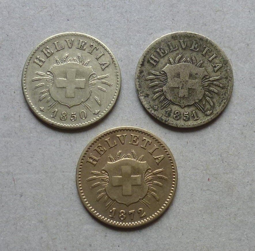 Tutti le monete: Lot ++ 5 Rappen ab 1850 bis 1877 – Usato da Walkringen venduto da Casablanca777 1