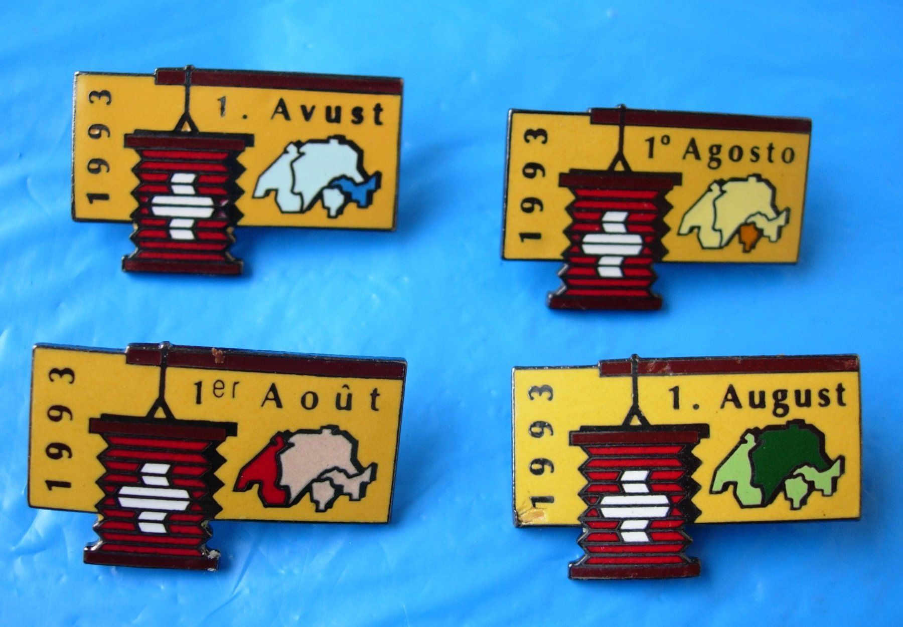 Placchette & Badge: 1 . AUGUST - ABZEICHEN -1993-Pins selten – Usato da Basel venduto da Grbina64