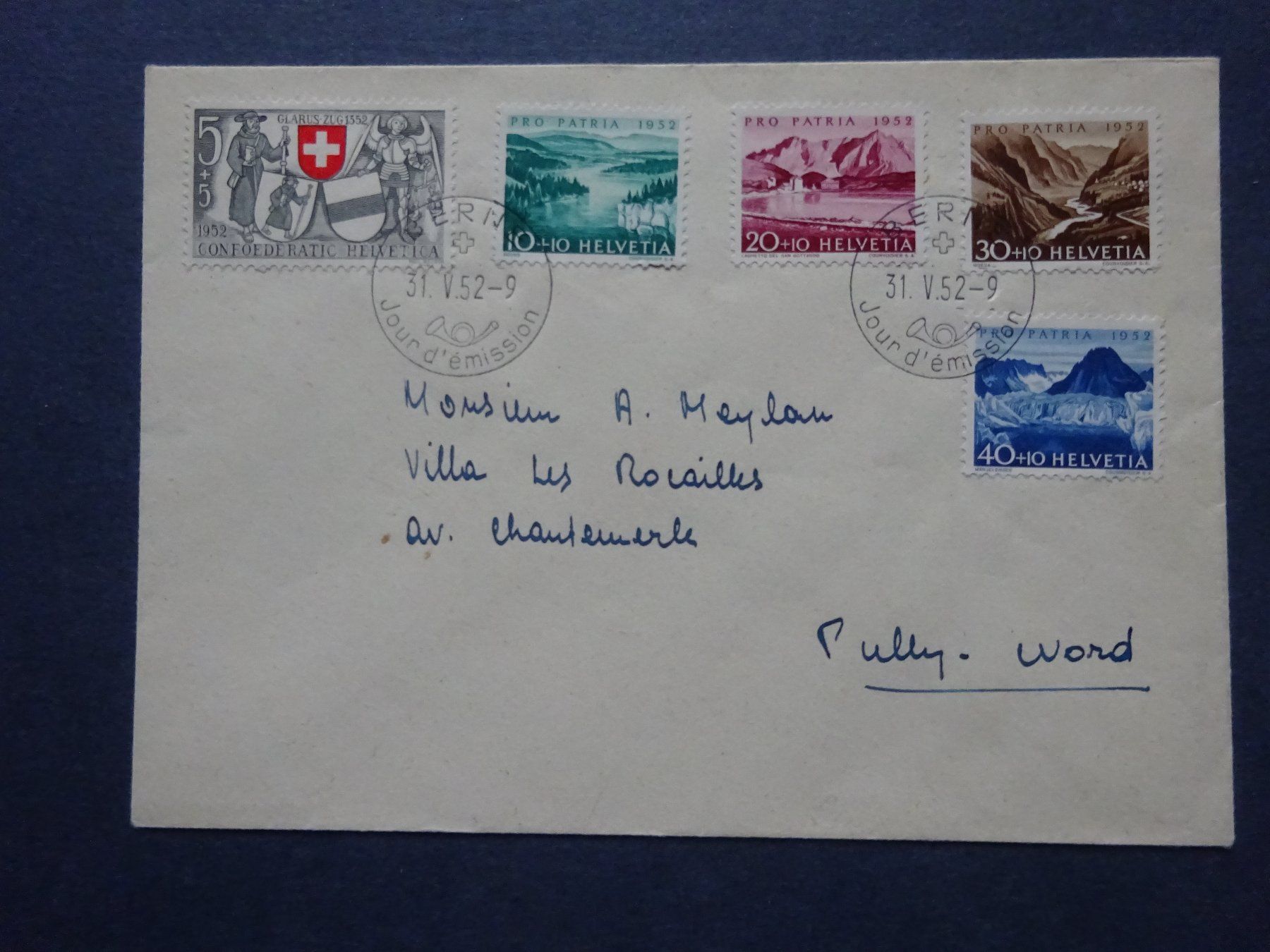 Tutti i francobolli: 1952 Pro Patria FDC BERNE – Usato da Appenzell-Steinegg venduto da adi1975