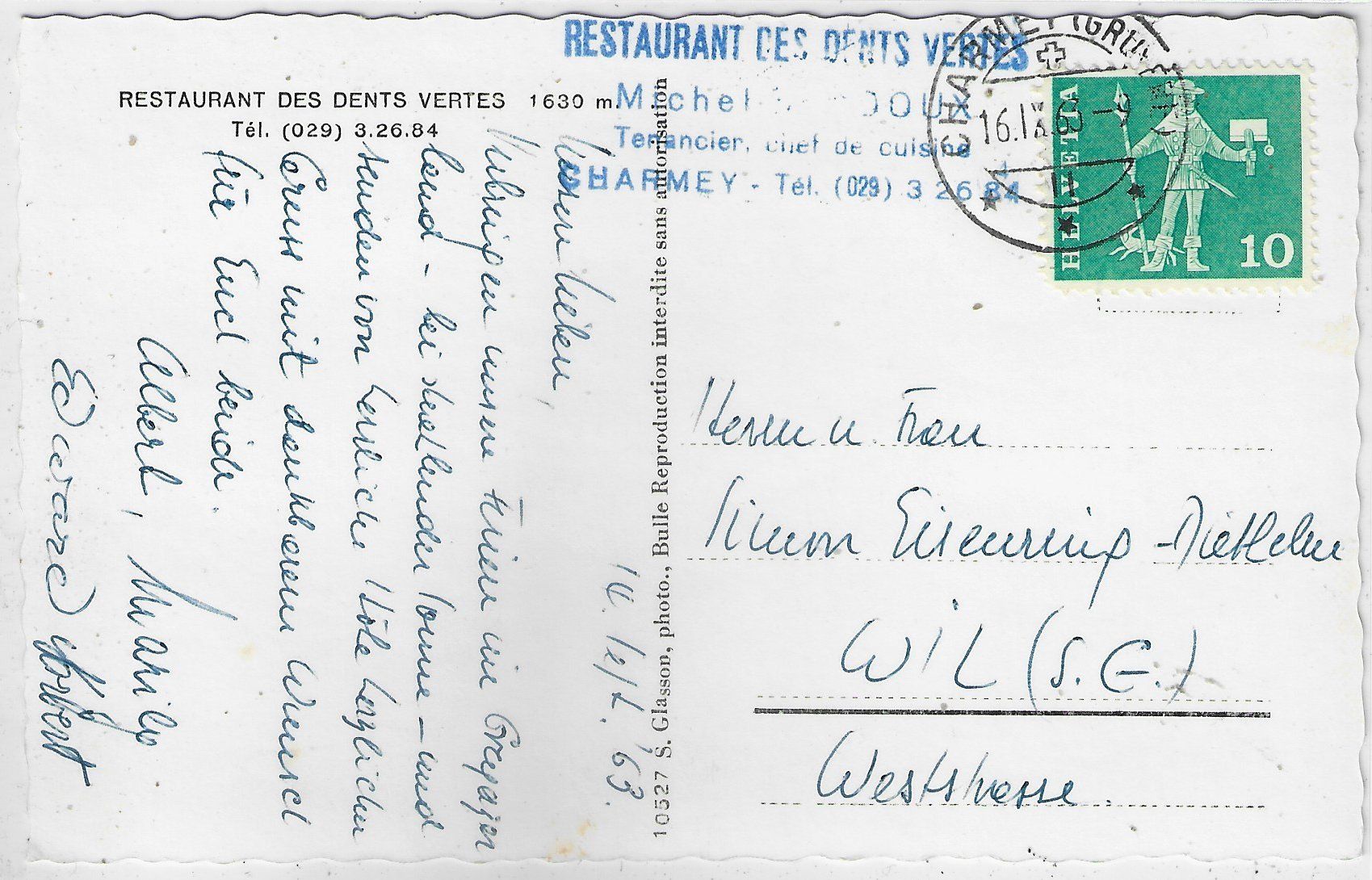 Cartoline postali: Restaurant des Dents Vertes - Charmey – Usato da Ettingen venduto da Kartenplanet 1