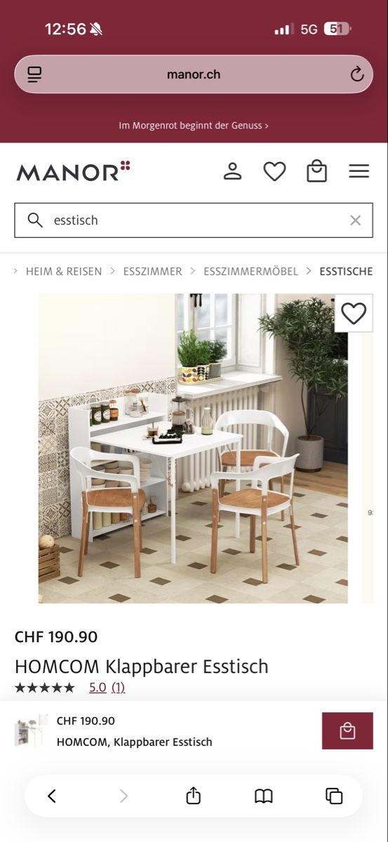 Tische: Klappbarer, platzsparender Esstisch – Neu (gemäss Beschreibung) aus Bätterkinden von michellenoemi00 3