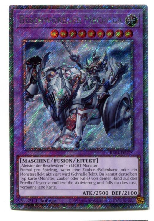 Yu-Gi-Oh! Invoked Mechaba – Platinum Secret Rare Karte (RA04-EN279, 1. Auflage) Aus Quarter Century Stampede Set