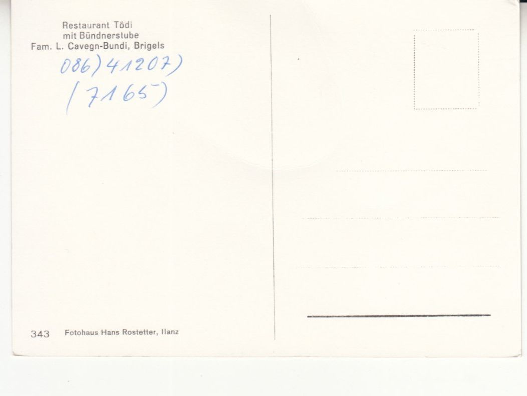 Ansichtskarten: Brigels Tödi ca. 1960 – Gebraucht aus Bürglen TG von StampGraf 1