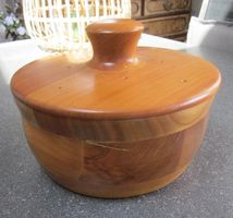 Massive Holz Faden-Woll-Garnschale, Schüssel mit Deckel