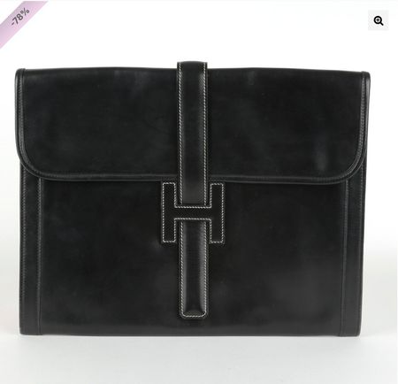 Pochette Jige GM Box Calf Noir Hermès