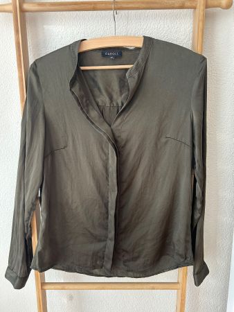 Caroll Seidenbluse olivgrün Grösse 36 gebrauchter Zustand