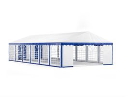 Profi PVC Partyzelt 6 x 12 m blau/weiss - Gratis Versand