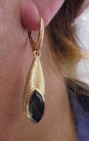 Echtschmuck: Onyx-Silberohrringe 925er, vergoldet