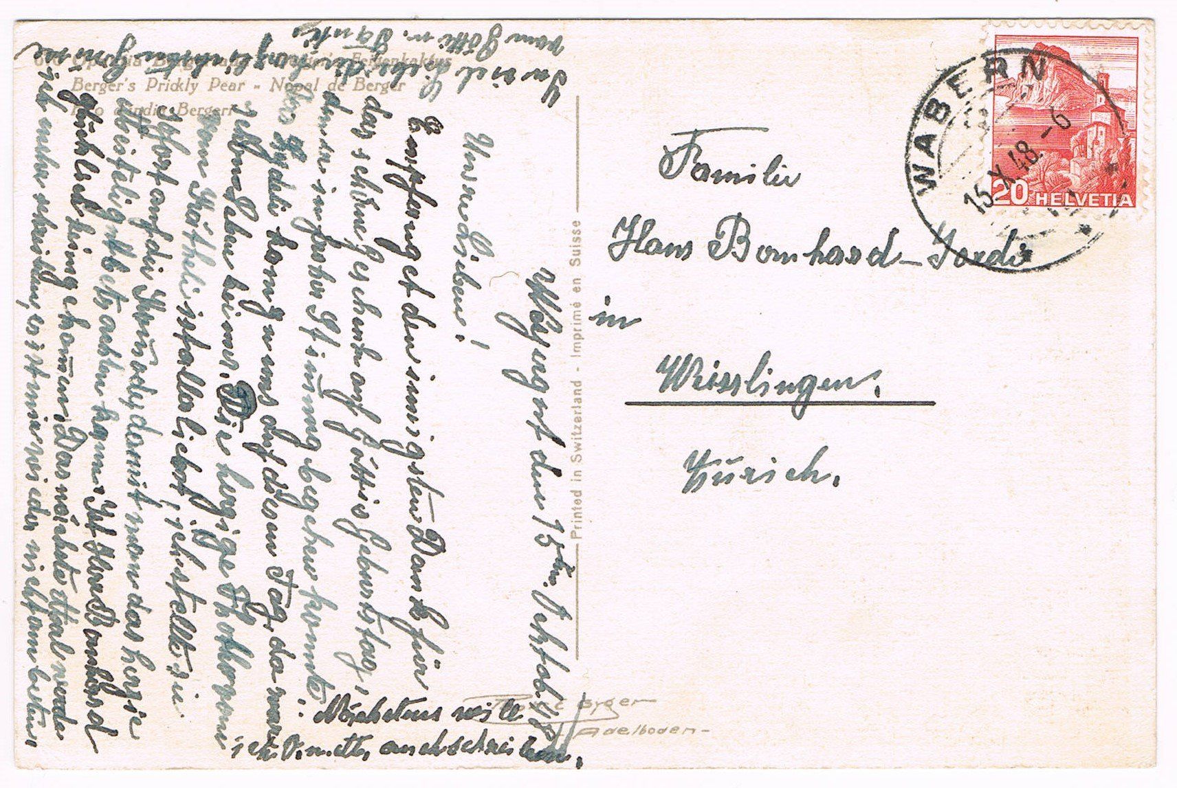 Cartoline postali: Blumenkarte, gelaufen  1948 – Usato da Buchs AG venduto da Baerfisch 1