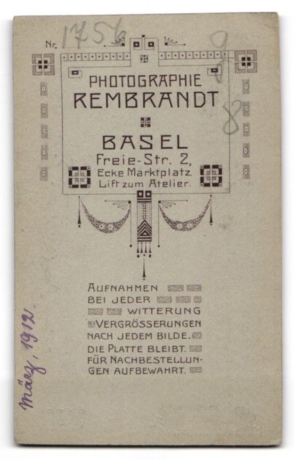 Fotografie & Manifesti: Fotografie Rembrandt, Basel, Freie-Str.  – Usato da Berlin venduto da bartko-reher 1